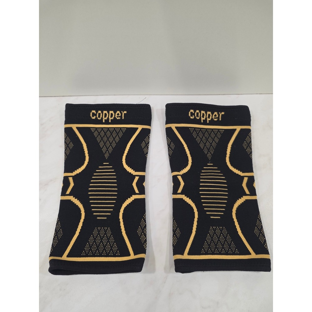 Gymcore Copper Compression Knee Sleeves Black Gold Athletic Support Pair